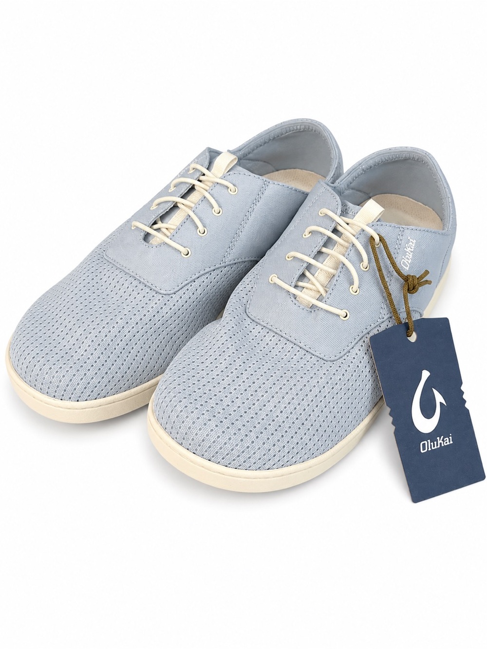 🆕 OluKai Nohea Moku Light Denim Slip-On Boat Shoes Men’s 10.5